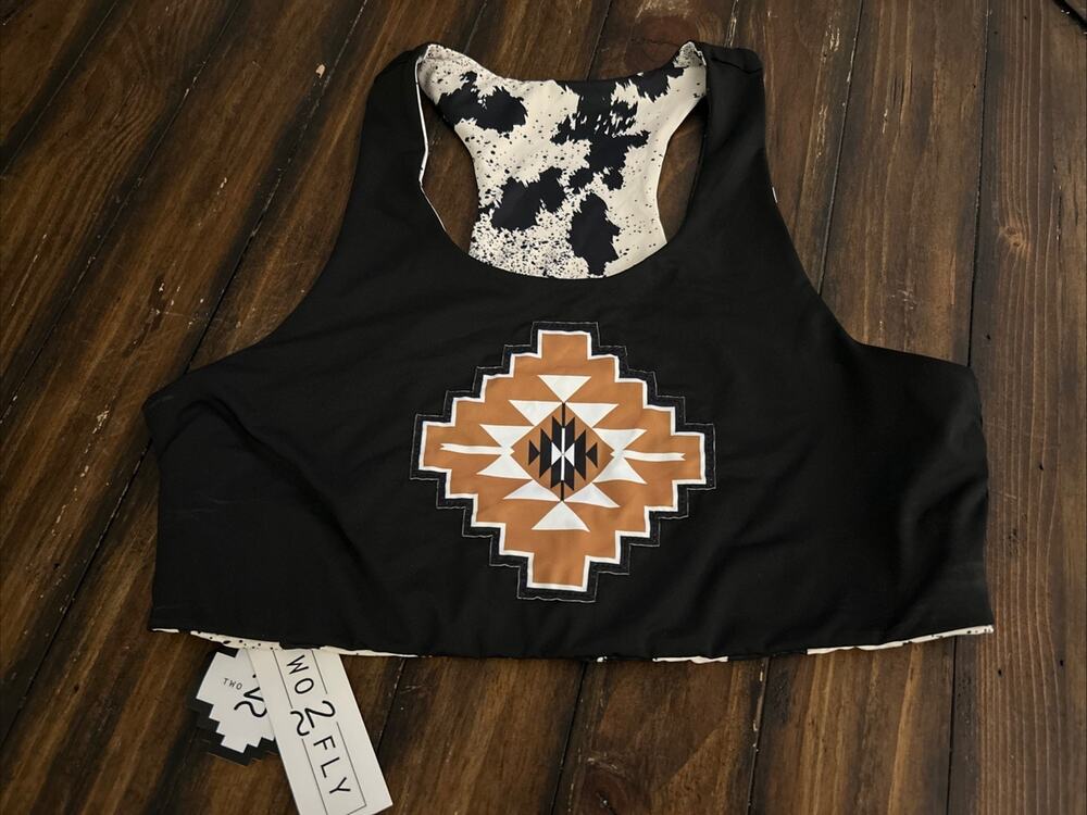 Two 2 Fly Co Swim Top Women’s XL Cowhide Western Reversible Aztec NWT